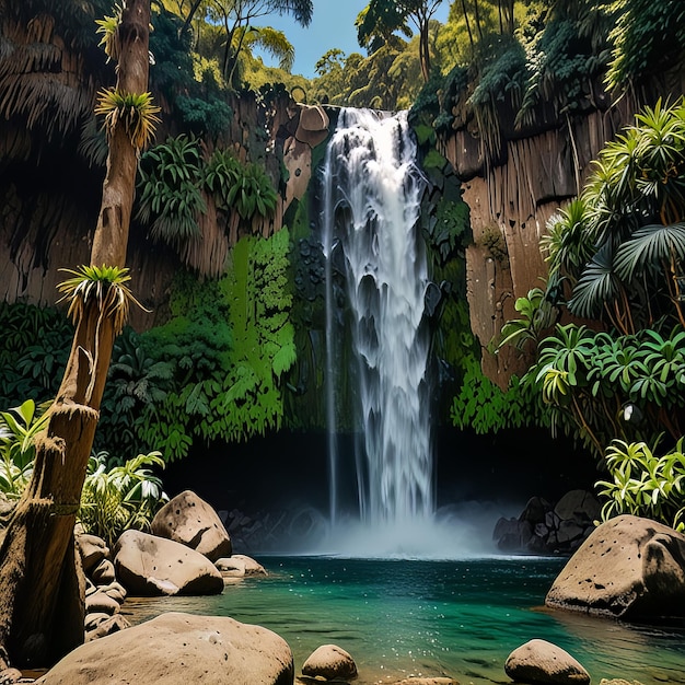 El Tirol waterfall in the jungle of Chancha mayo in Peru