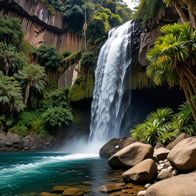 El Tirol waterfall in the jungle of Chancha mayo in Peru