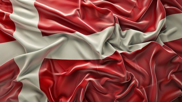 Elaborate Denmark flag with intricate details representing the nation of Denmark in Europe Created using 3D design