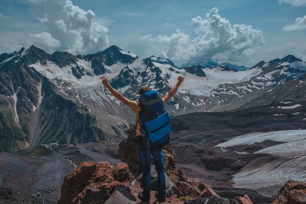 Elbrus, mountains in summer. Greater Caucasus Mountains from Mount Elbrus