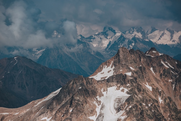 Elbrus, mountains in summer. Greater Caucasus Mountains from Mount Elbrus