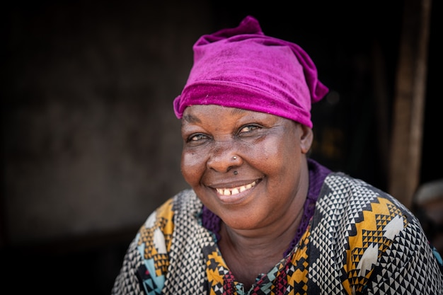 Elderly african black woman real portrait