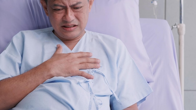 Elderly Asian male patient is hospitalized with heart disease