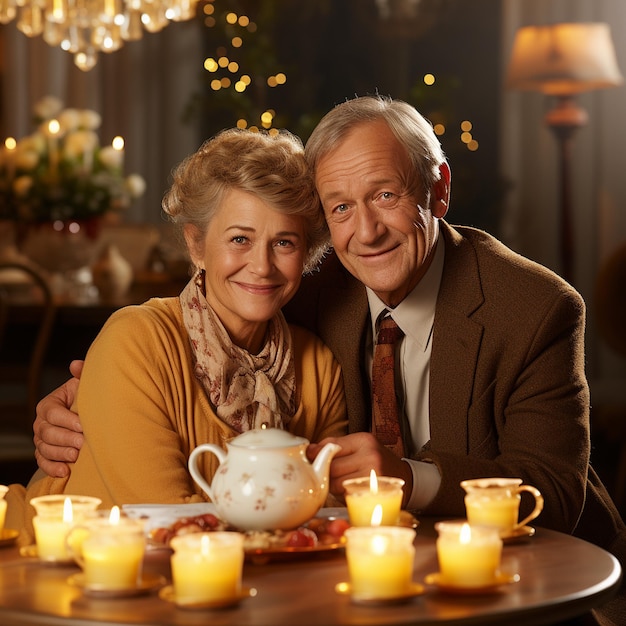 elderly british couple with crooked teeth drinking tea