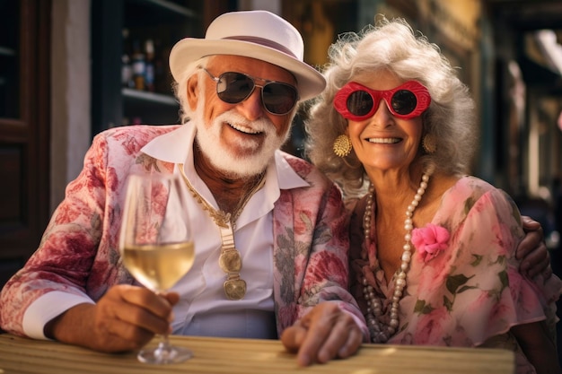 Elderly couple enjoy their vacation travel trip