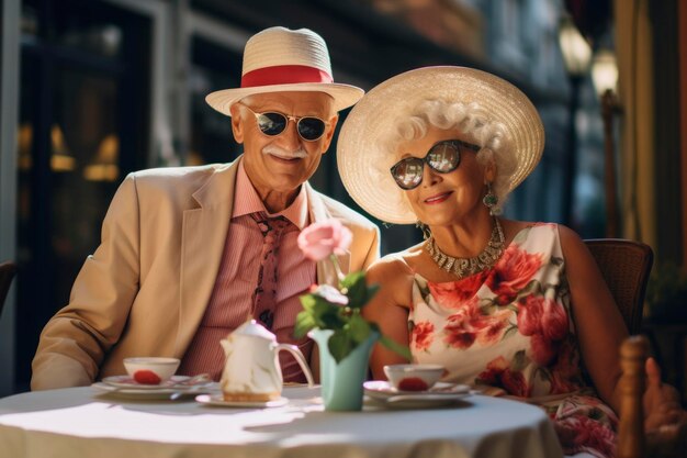 Elderly couple enjoy their vacation travel trip