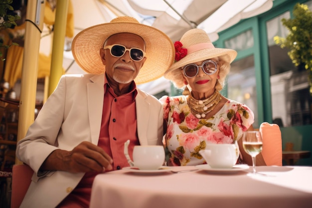 Elderly couple enjoy their vacation travel trip