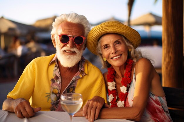 Elderly couple enjoy their vacation travel trip