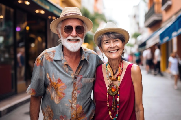 Elderly couple enjoy their vacation travel trip