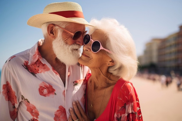 Elderly couple enjoy their vacation travel trip