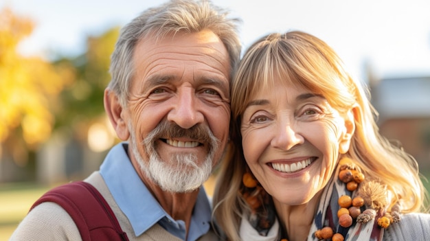 Elderly couple enjoying moments outdoors