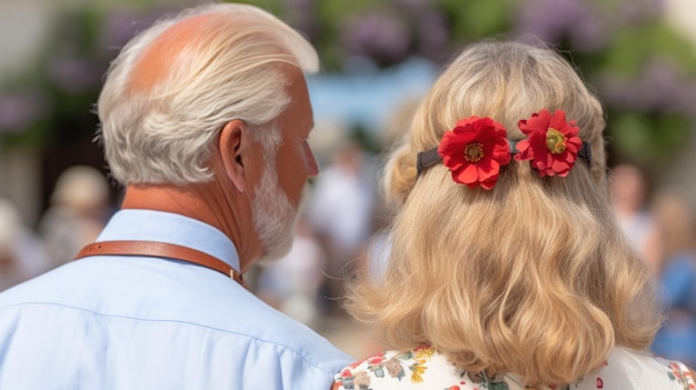 Elderly couple enjoying moments outdoors