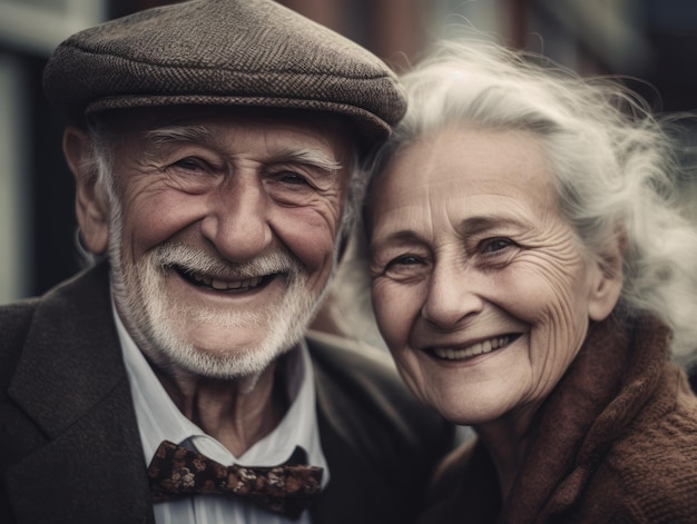 Elderly couple in love smiling