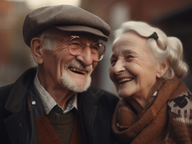 Elderly couple in love smiling