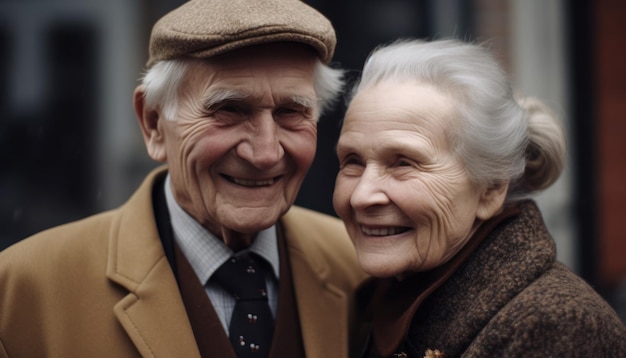 Elderly couple in love smiling