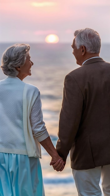 Elderly couple at sea shore