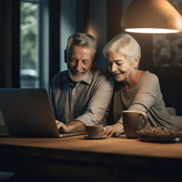 Elderly Couple using a Laptop