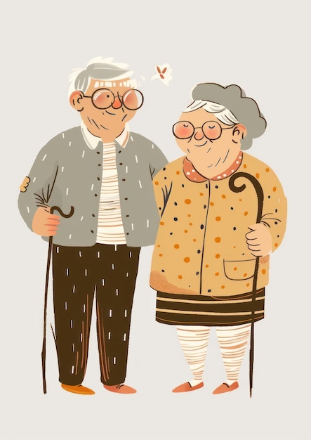 Elderly couple with walking canes