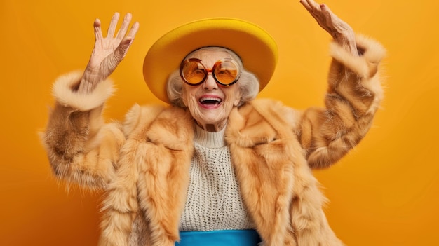 Photo the elderly fashionista woman