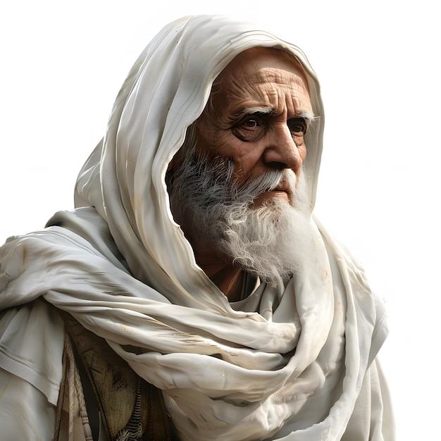 an elderly hebrew man from ancient israel during bible times isolated on white background