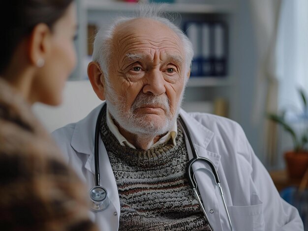 Elderly Male Doctor Talking to Patient