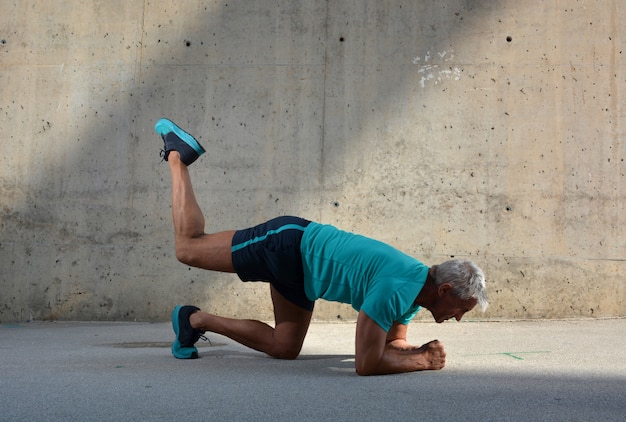 Elderly man practicing sports 