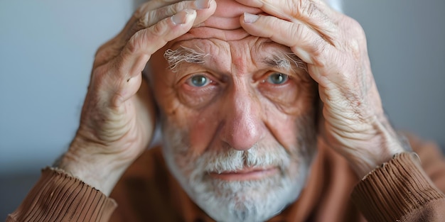 Elderly man struggling with memory issues Concept Memory Loss Elderly Care Dementia Awareness Senior Health Memory Support