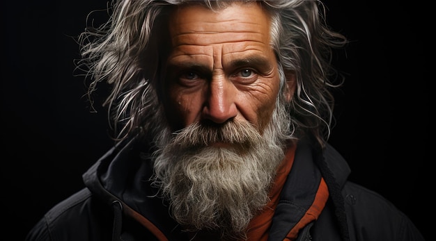 Elderly Man with White Beard and Intense Gaze