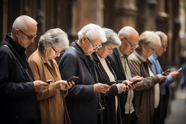 Elderly People Using Smartphones in a Group AI