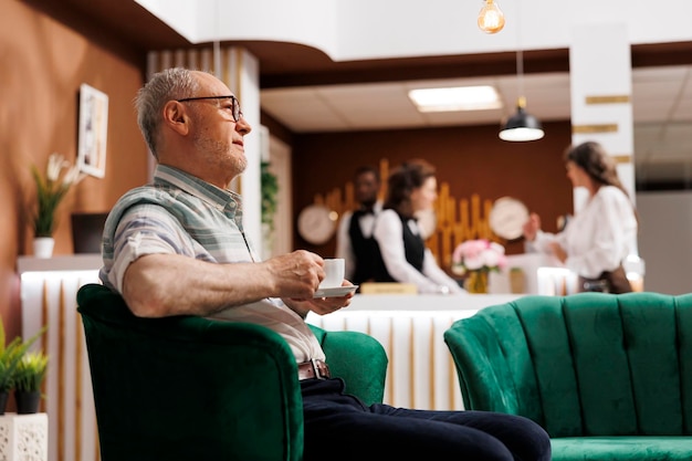 Elderly Tourist Anticipates Fun Vacation