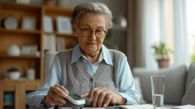 Elderly Woman Checking Blood Pressure