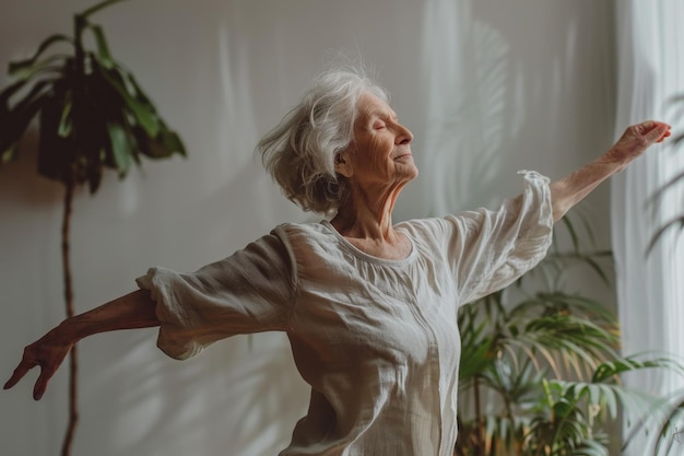 elderly woman dancing at dance lessons Generative AI