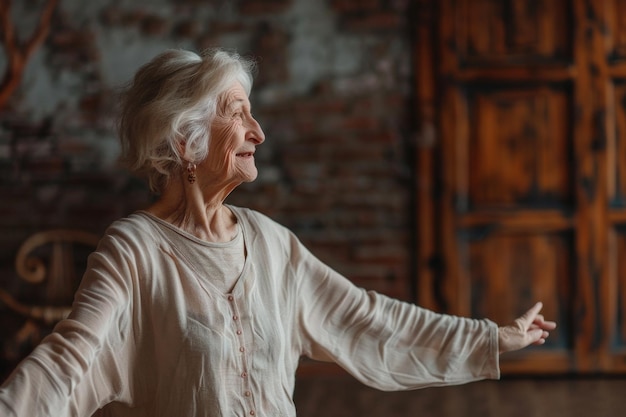 elderly woman dancing at dance lessons Generative AI