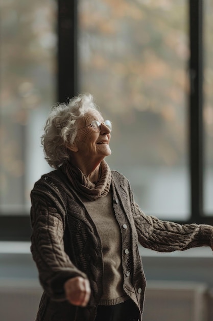 elderly woman dancing at dance lessons Generative AI