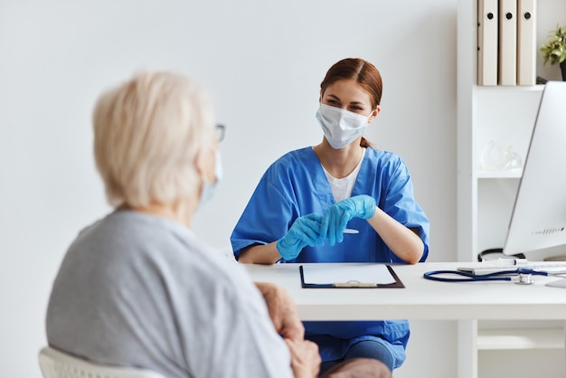 Elderly woman and doctor examination checkup