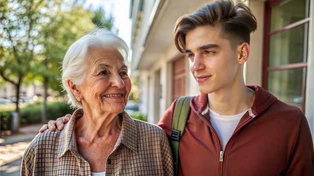 Photo an elderly woman is smiling next to an older woman