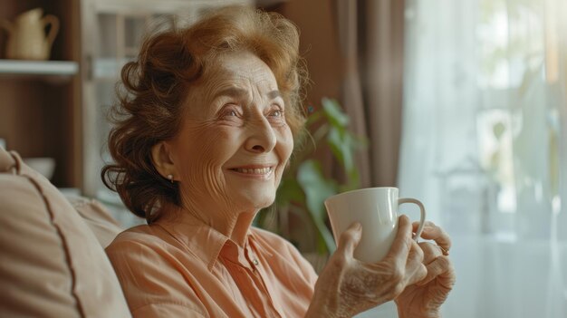 The elderly woman with cup