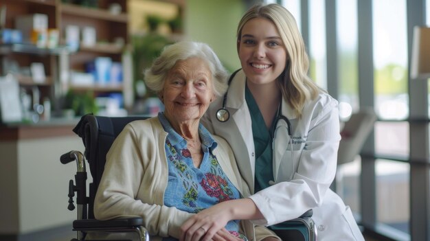 Photo an elderly woman with her doctor