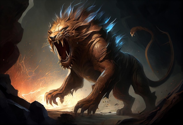 Eldritch horror lion monster Generate Ai