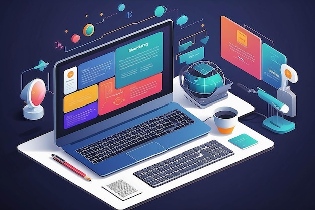 Elearning course illustration mockup