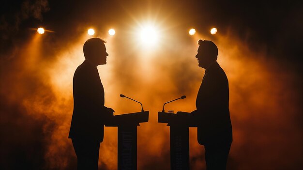 election background silhouette from speech of two candidate who debate on each other in election