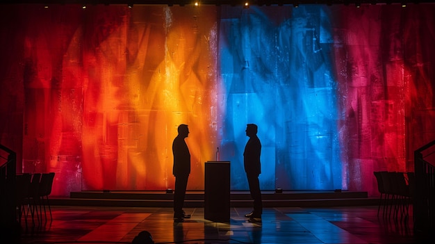 election background silhouette from speech of two candidate who debate on each other in election