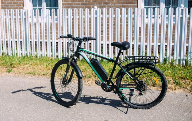 Electric bike in summer on a sunny day Ebike is a modern hybrid vehicle