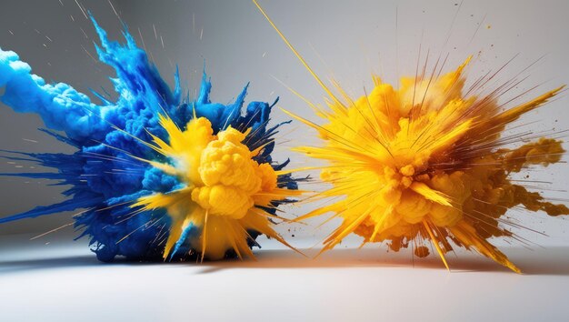 Electric blue and bright yellow explosion radiating dynamic energy and vibrant effects