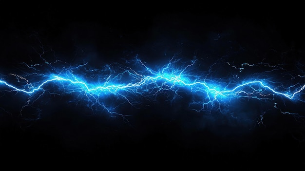 Electric blue lightning strike