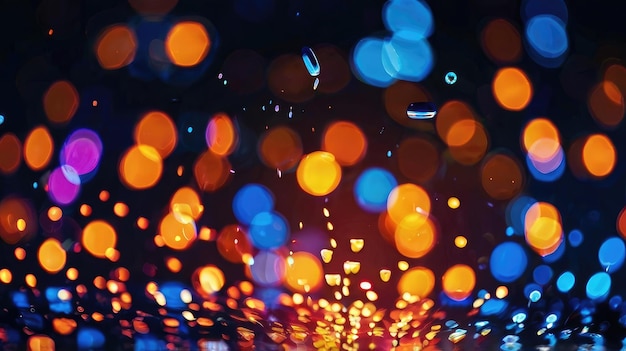 Photo electric blue and orange bokeh wallpaper