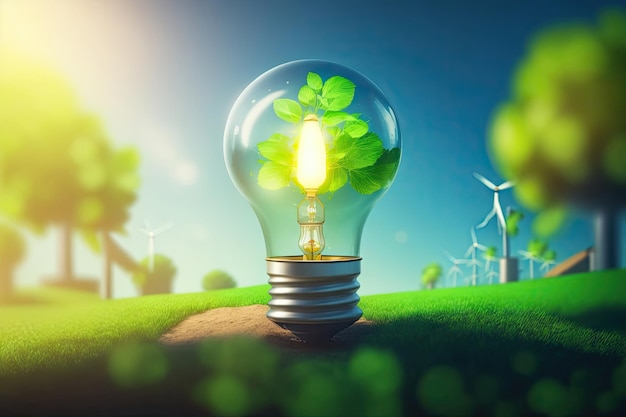 A electric bulb to establish green revolution and to save electricity ai generative