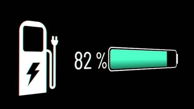 Electric car battery in active charging visionary dashboard