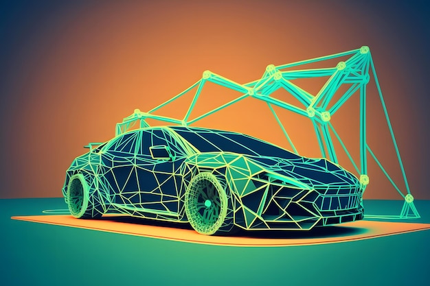 Electric car charging concept in green environment Neural network AI generated