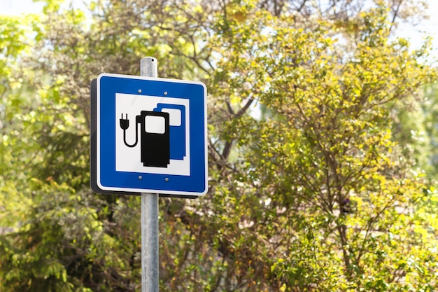 Electric Car Charging Station Sign Road Sign for Charge Electric Car